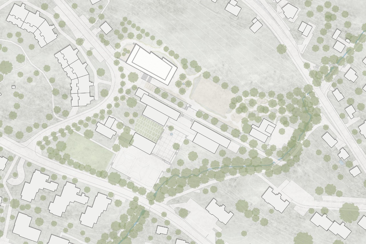 Schulanlage Riedhof Siegerprojekt KUCKUCK ‒ Situationsplan (Plan: Jonas Wüest Architekten)